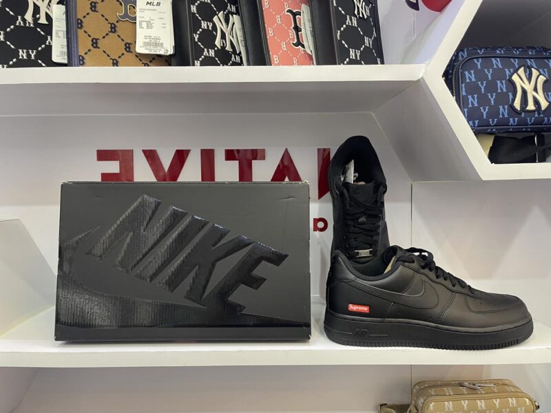 GIÀY NIKE AIR FORCE 1 LOW FULL ĐEN SUPREME CHÍNH HÃNG REAL TRUE AUTHENTIC NHẬP MỸ SIZE 41